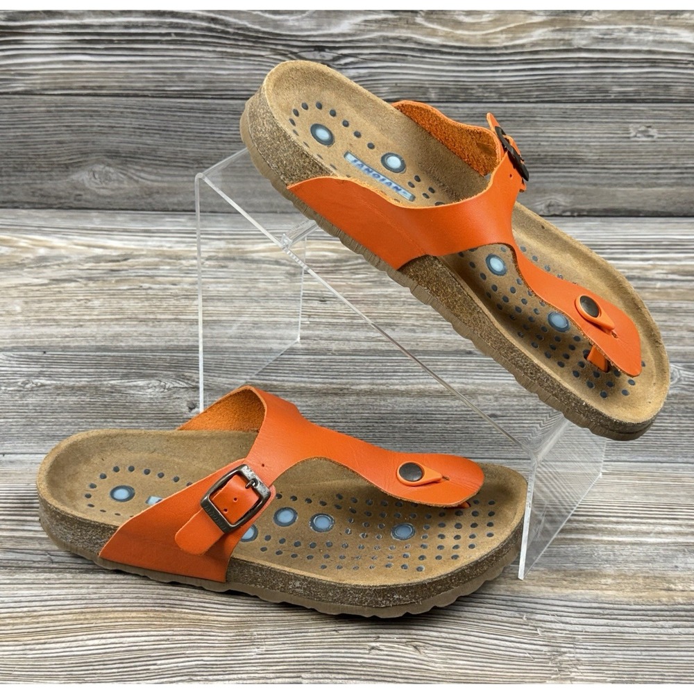 Sanosan Womens Sandals EU 4O US 9/9.5 Orange Leather Comfort Footbed Cork Soles